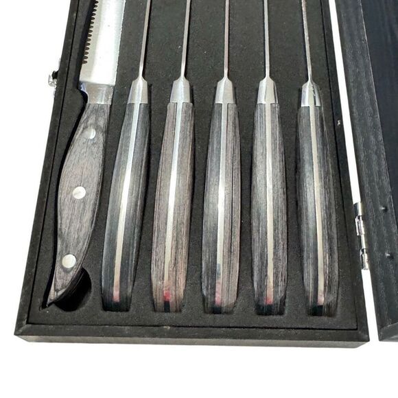 Steak Knives Full Tang w/box by A Cut Above Cutlery - Stainless Steel Serrated - Picture 5 of 8